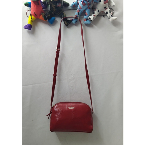 Kate Spade New York Red Patent Leather Zipper Closure Crossbody Bag - Picture 7 of 16